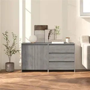vidaXL Buffets 2 pcs Sonoma gris Bois d'ingénierie pas cher