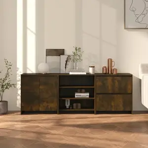 vidaXL Buffets 3 pcs Chêne fumé Bois d'ingénierie pas cher