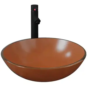 vidaXL Lavabo de bain avec robinet et drain à poussoir Verre trempé pas cher