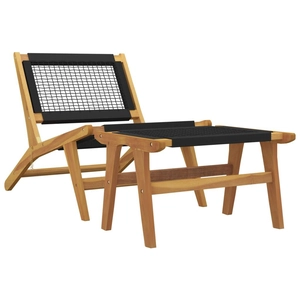vidaXL Chaise de jardin et repose-pieds Bois teck solide et polyester pas cher