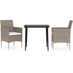 vidaXL Mobilier de salle à manger de jardin coussins 3 pcs Beige/noir pas cher