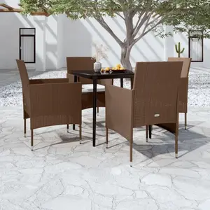 vidaXL Ensemble à manger de jardin coussins 5 pcs Marron/noir pas cher