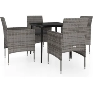 vidaXL Ensemble à manger de jardin et coussins 5pcs Gris/noir pas cher