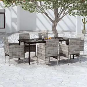 vidaXL Ensemble à manger de jardin coussins 7pcs Gris et noir pas cher
