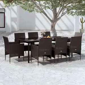 vidaXL Ensemble à manger de jardin avec coussins 9 pcs noir pas cher