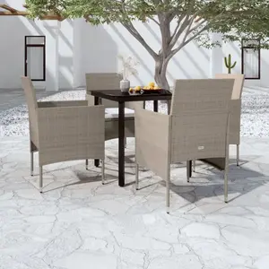 vidaXL Ensemble à manger de jardin coussins 5 pcs Beige/noir pas cher