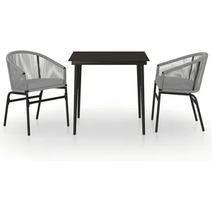 vidaXL Ensemble à manger de jardin 3 pcs Gris pas cher