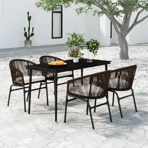 vidaXL Ensemble à manger de jardin 5 pcs Marron pas cher