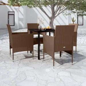 vidaXL Ensemble à manger de jardin coussins 5 pcs Marron/noir pas cher