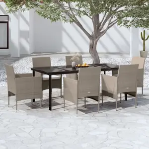 vidaXL Ensemble à manger de jardin coussins 7 pcs Beige/noir pas cher
