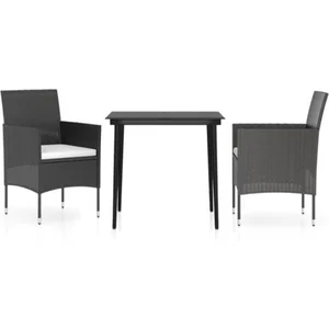 vidaXL Mobilier de salle à manger de jardin avec coussins 3 pcs Noir pas cher