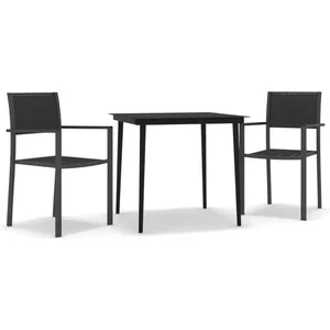 vidaXL Ensemble de salle à manger de jardin 3 pcs Noir pas cher