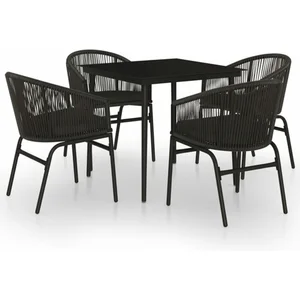 vidaXL Ensemble à manger de jardin 5 pcs Noir pas cher
