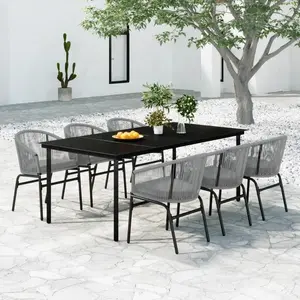 vidaXL Ensemble à manger de jardin 7 pcs Gris pas cher