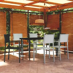 vidaXL Ensemble à manger de jardin 7 pcs Noir et blanc pas cher