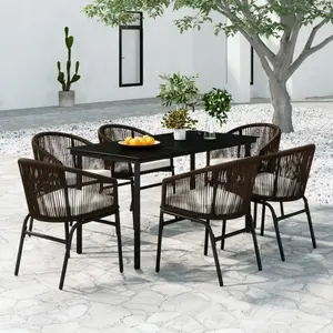 vidaXL Ensemble De Salle À Manger De Jardin 7 Pcs Marron pas cher