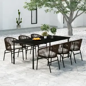 vidaXL Ensemble à manger de jardin 7 pcs Marron pas cher