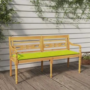 vidaXL Banc Batavia avec coussin vert brillant 150 cm Bois teck massif pas cher