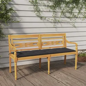 Comparateur de prix : vidaXL Banc Batavia avec coussin anthracite 150 cm Bois de teck massif