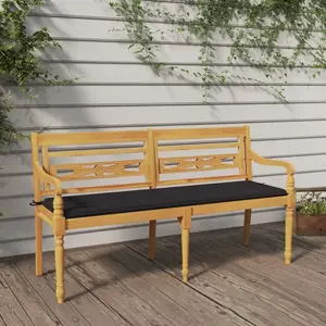 vidaXL Banc Batavia avec coussin anthracite 150 cm Bois de teck massif pas cher