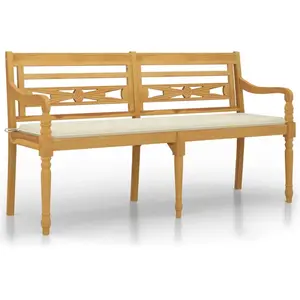 Comparateur de prix : vidaXL Banc Batavia avec coussin crème 150 cm Bois de teck massif