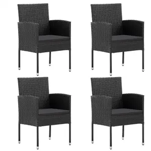vidaXL Chaises de jardin coussins noir lot de 4 noir résine tressée pas cher