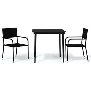 vidaXL Ensemble à manger de jardin 3 pcs Noir pas cher