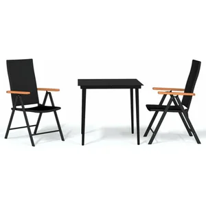 vidaXL Ensemble à manger de jardin 3 pcs Noir pas cher