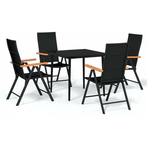 vidaXL Ensemble de salle à manger de jardin 5 pcs Noir pas cher