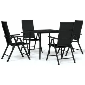 vidaXL Ensemble à manger de jardin 5 pcs Noir pas cher
