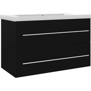vidaXL - Wastafelkast - met - ingebouwde - wastafel - spaanplaat - zwart pas cher