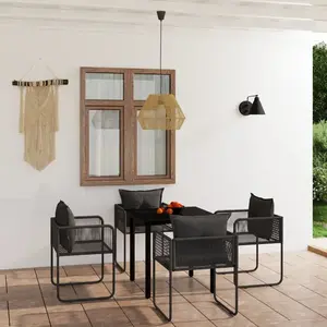 vidaXL Ensemble à manger de jardin 5 pcs Noir pas cher