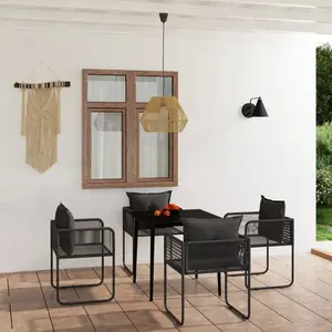 vidaXL Ensemble à manger de jardin 5 pcs Noir pas cher