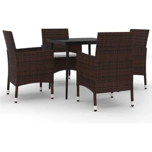 vidaXL Mobilier à dîner de jardin coussins 5 pcs Résine tressée Verre pas cher
