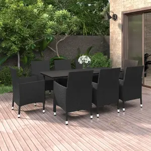vidaXL Ensemble à dîner de jardin coussins, 9 pcs Résine tressée, Verre pas cher