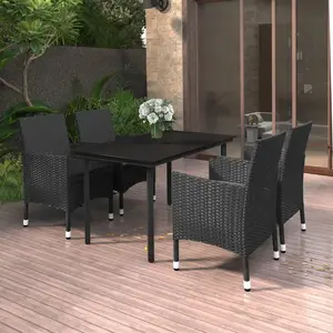 vidaXL Ensemble à manger de jardin coussins 5 pcs Résine tressée Verre pas cher