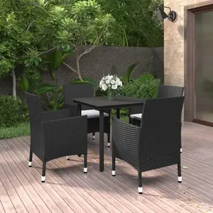 vidaXL Mobilier à dîner de jardin coussins 5 pcs Résine tressée Verre pas cher