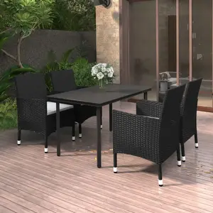 vidaXL Ensemble à manger de jardin coussins 5 pcs Résine tressée Verre pas cher