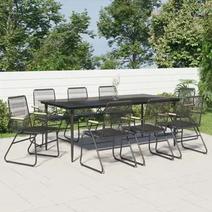 vidaXL Ensemble à manger de jardin 9 pcs noir rotin PVC pas cher
