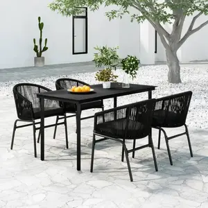 vidaXL Ensemble à manger de jardin 5 pcs Noir pas cher