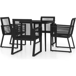 vidaXL Ensemble à manger de jardin 5 pcs Noir pas cher