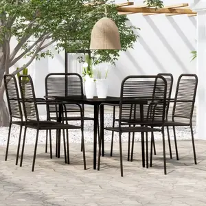 vidaXL Ensemble à manger de jardin 7 pcs Noir pas cher