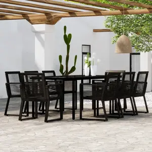 vidaXL Ensemble à manger de jardin 9 pcs Noir pas cher