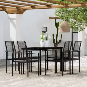 vidaXL Ensemble à manger de jardin 7 pcs Noir pas cher