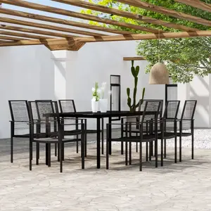 vidaXL Ensemble à manger de jardin 9 pcs Noir pas cher