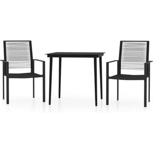 vidaXL Ensemble à manger de jardin 3 pcs Noir pas cher