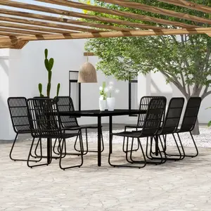 vidaXL Ensemble à manger de jardin 9 pcs Noir pas cher