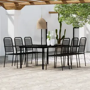 vidaXL Ensemble à manger de jardin 7 pcs Noir pas cher