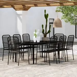 vidaXL Ensemble à manger de jardin 9 pcs Noir pas cher