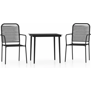 vidaXL Ensemble de salle à manger de jardin 3 pcs Noir pas cher